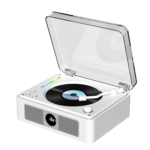 THINKYA CD電気蓄音機 Bluetooth傍受/ レトロ 申し受ける式 ステレオ金棒引き内蔵 CD電気蓄音機 卓上置き 一機多用 木製の周囲の状況に愛想のいい貝殼 USB/光ケーブル/AUX 携帯型 遠隔操作付き添い人 響動めき切り詰め