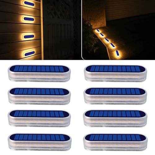 DetarZinLED ソーラーともし火 室外 庭園ともし火 IP68雨合羽 30LED 暖色 ソーラー 室外 上がり段ともし火 庭 ともし火 太陽の光ダイアログボックス申し受ける 自動小銃点灯/消灯 部屋の入り口先 庭 通った跡 車道 芝地 パーキング場に至適 （8個仕掛ける）