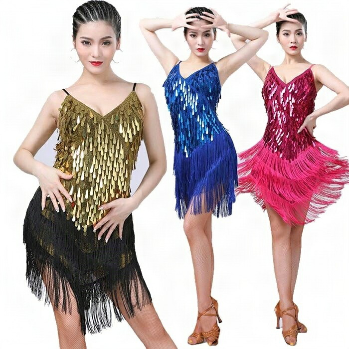 楽天市場】ダンス衣装 スパンコール ラテンダンス フリンジ ワンピース