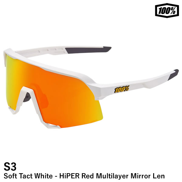 【即日発送可】100%（ワンハンドレッド） 60005-00009 S3 Soft Tact White－HiPER Red Multilayer Mirror Lens サングラス