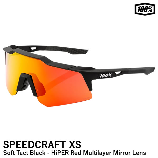 【即日発送可】100%（ワンハンドレッド） 60009-00008 SPEEDCRAFT XS Soft Tact Black&minus;HiPER Red Multilayer Mirror Lens スピードクラフト サングラス｜野球用品　グランドスラム