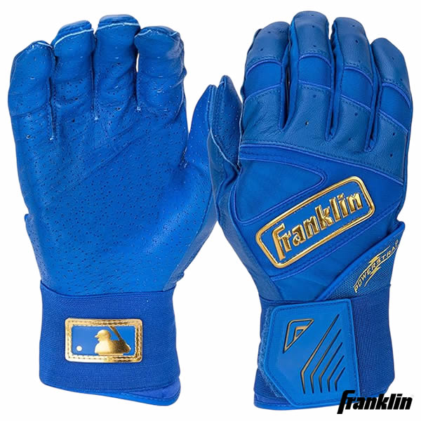 【即日発送可】フランクリン（Franklin） 20772 バッティング手袋 両手用 POWERSTRAP INFINITE BATTING GLOVES ROYAL/GOLD パワーストラップ バッティンググローブ 手首サポート 野球