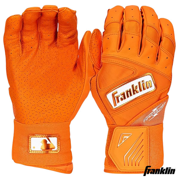 【即日発送可】フランクリン（Franklin） 20784 バッティング手袋 両手用 POWERSTRAP INFINITE BATTING GLOVES ORANGE パワーストラップ バッティンググローブ 手首サポート 野球