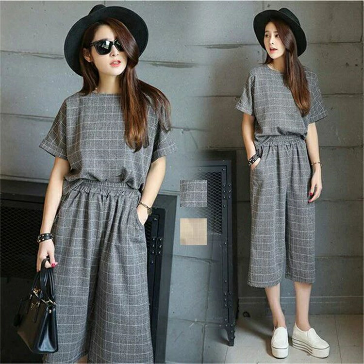 セットアップ レディース 40代 夏 半袖セットアップ 通勤 チェック柄 ワイトパンツ 七分丈パンツ ｔシャツ カジュアル オシャレ 韓国風 着痩せ 激安人気新品