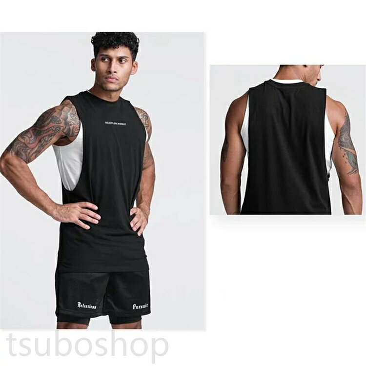 タンクトップ メンズ サマー トップス ノースリーブ ジム ドッキング コットン フィットネスTシャツ スポーツウェア 筋トレ トレーニングウェア  カジュアル トップス