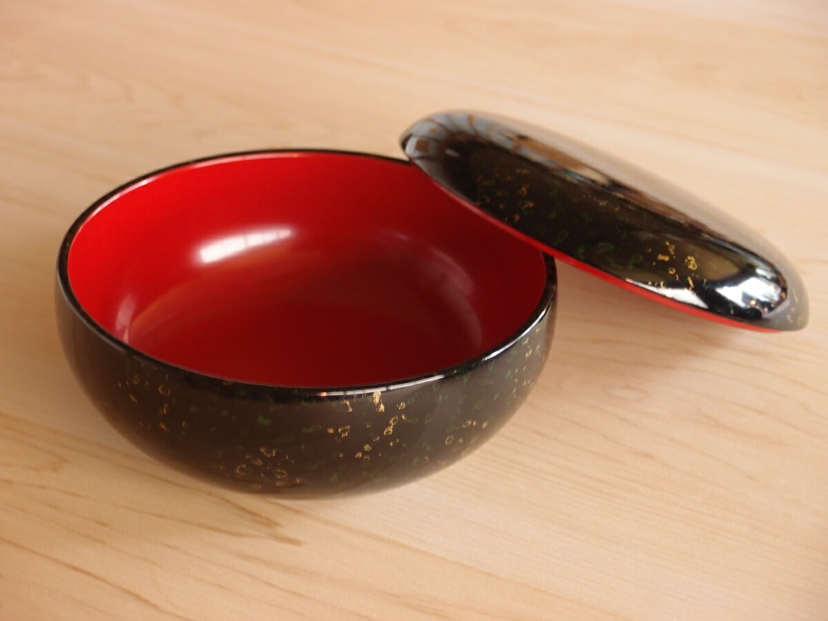 【すみれ 蓋付お菓子器 】唐塗 黒