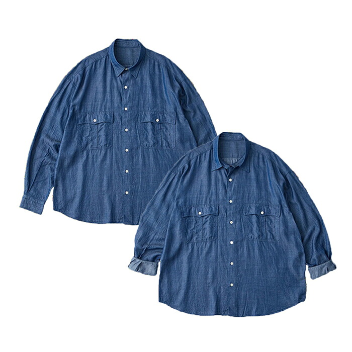 Porter Classic ROLL UP BOTANICAL SHIRT ポータークラシック ロールアップボタニカルシャツ（BLUE）[PC-016-3988]｜TSUGU