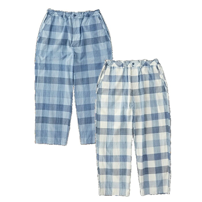 Porter Classic H/W INDIGO CHECK EASY PANTS ポータークラシック H/W インディゴチェックイージーパンツ（BLUE）（LIGHT BLUE）[PC-010-3933]｜TSUGU