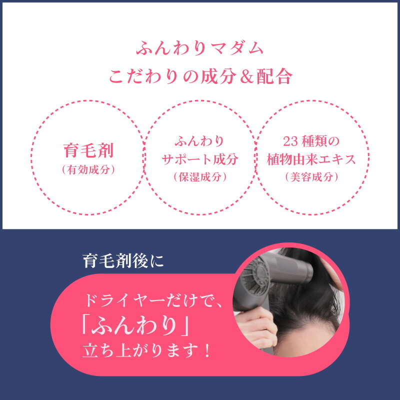 【3本定期コース】地肌を整え、美しく、元気な髪を育てる！ 薬用育毛剤 ふんわりマダム FUNWARI MADAM 薬用育毛エッセンス 約1ヵ月分 自然 ナチュラル ふんわり エアリー 植物エキス 薄毛 白髪 髪やせ 小顔効果 若返り テレビ通販 つうはん本舗公式 【1本あたり3,300円】