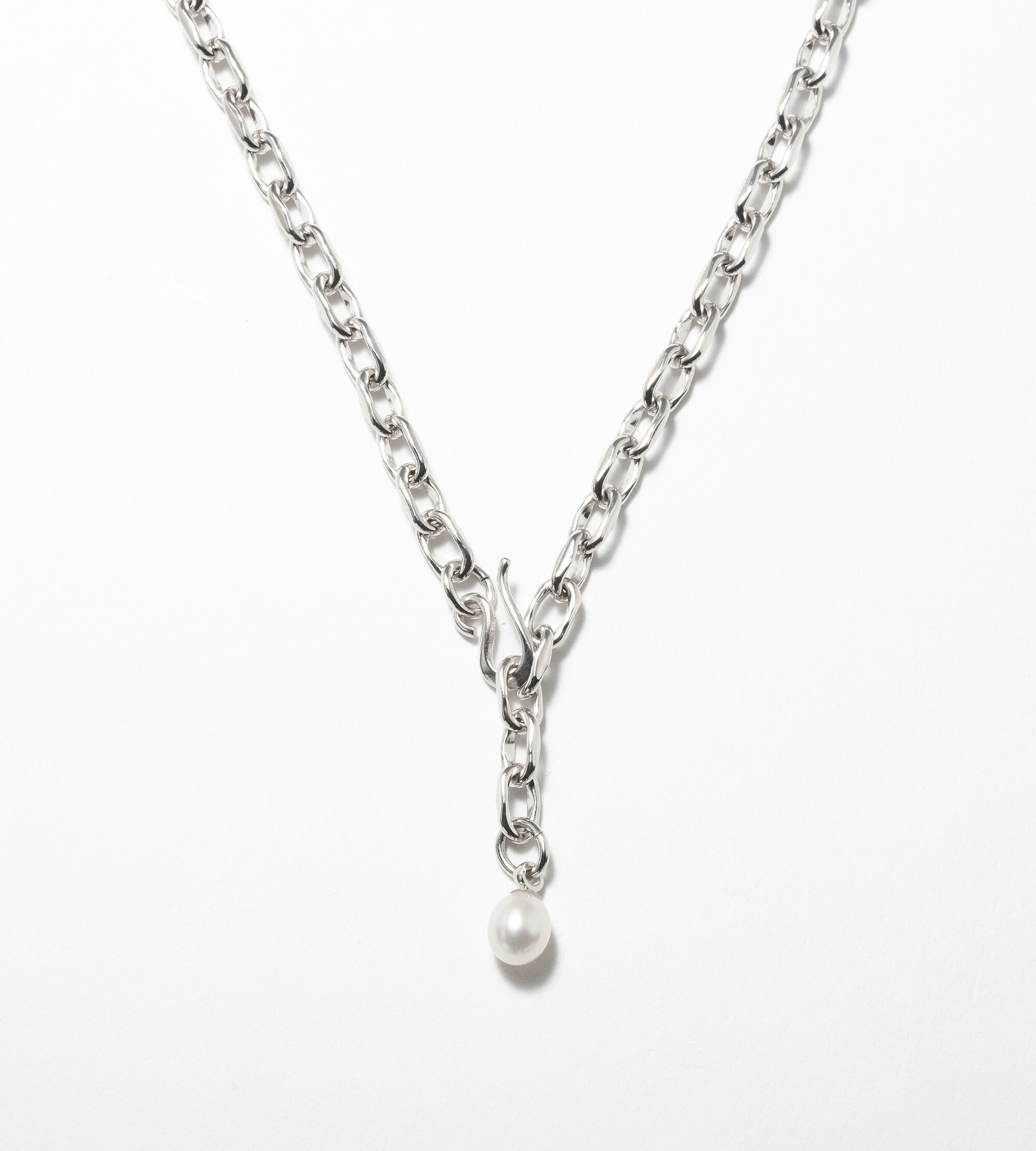 ネックレス レディース メンズ シルバー チェーン エンドパール 大人可愛い カジュアル モード ペアアクセ LINK CHAIN END PEARL NECKLACE tsui ツイ