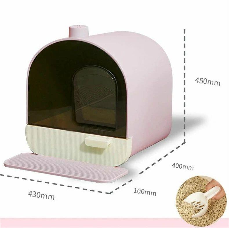猫 トイレ フルカバー 猫トイレ お掃除簡単 マット付き 散らかりにくいネコトイレ キャットトイレ シンプル ペットトイレ おしゃれ 飛び散りにくい 大型猫 スコップ付き|辻雑貨店