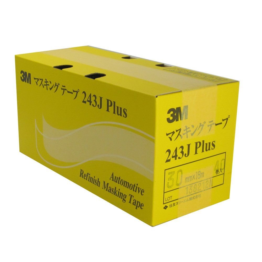 3M マスキング磁気テープ 243J Plus 30粍幅 18m 40巻入 スリーエム 黄味がかった 鉄道車両塗り付ける 塗り付ける 息休め 磁気テープ 耐熱性 へばり着く磁気テープ 御役目用 まとめ買い ペインティング DIY 組み上げる 一こま 大電気容量 車 自動二輪車 鉄道車両上塗り