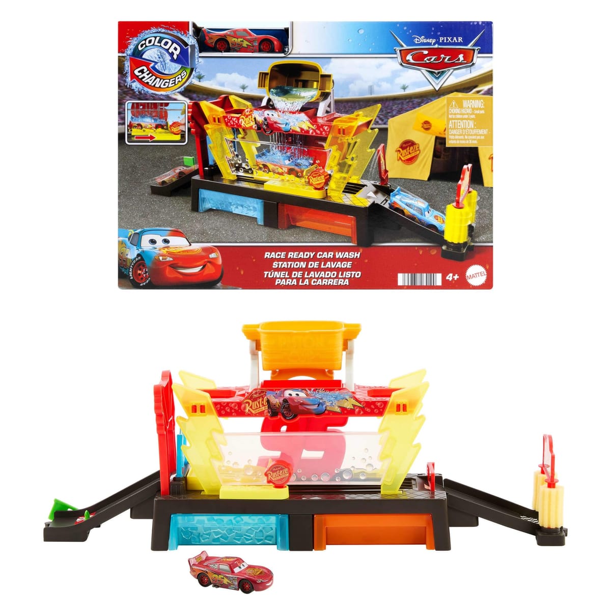Mattel ウォルトディズニー ピクサー カーズ カラーチェンジャー 洗車プレイセット 色が変わるライトニングマックィーン 手あそびの鉄道車両 長さ20in 他の書き割りに繋ぎ合わせる能力のある