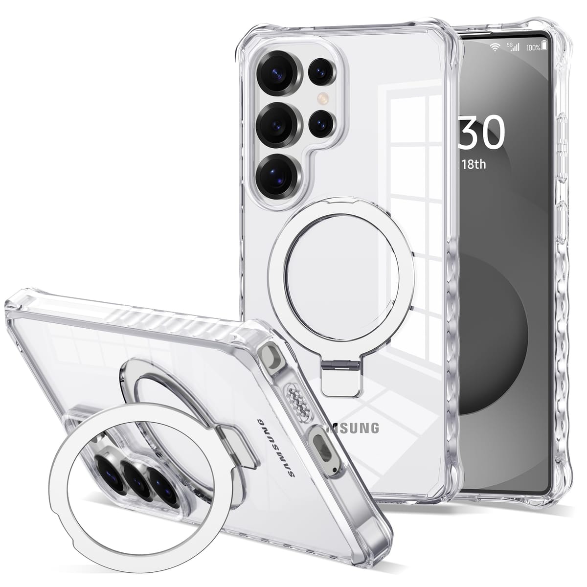 JQRZAOAK せつ然たる Samsung Galaxy S2025 容れもの 6.9in 磁気輪っか照明ランプ付き添い人 [Mag-Safe相応う] ミリタリー評点 ウェーブフレーム スマホケース S25 Ultra用、せつ然たる
