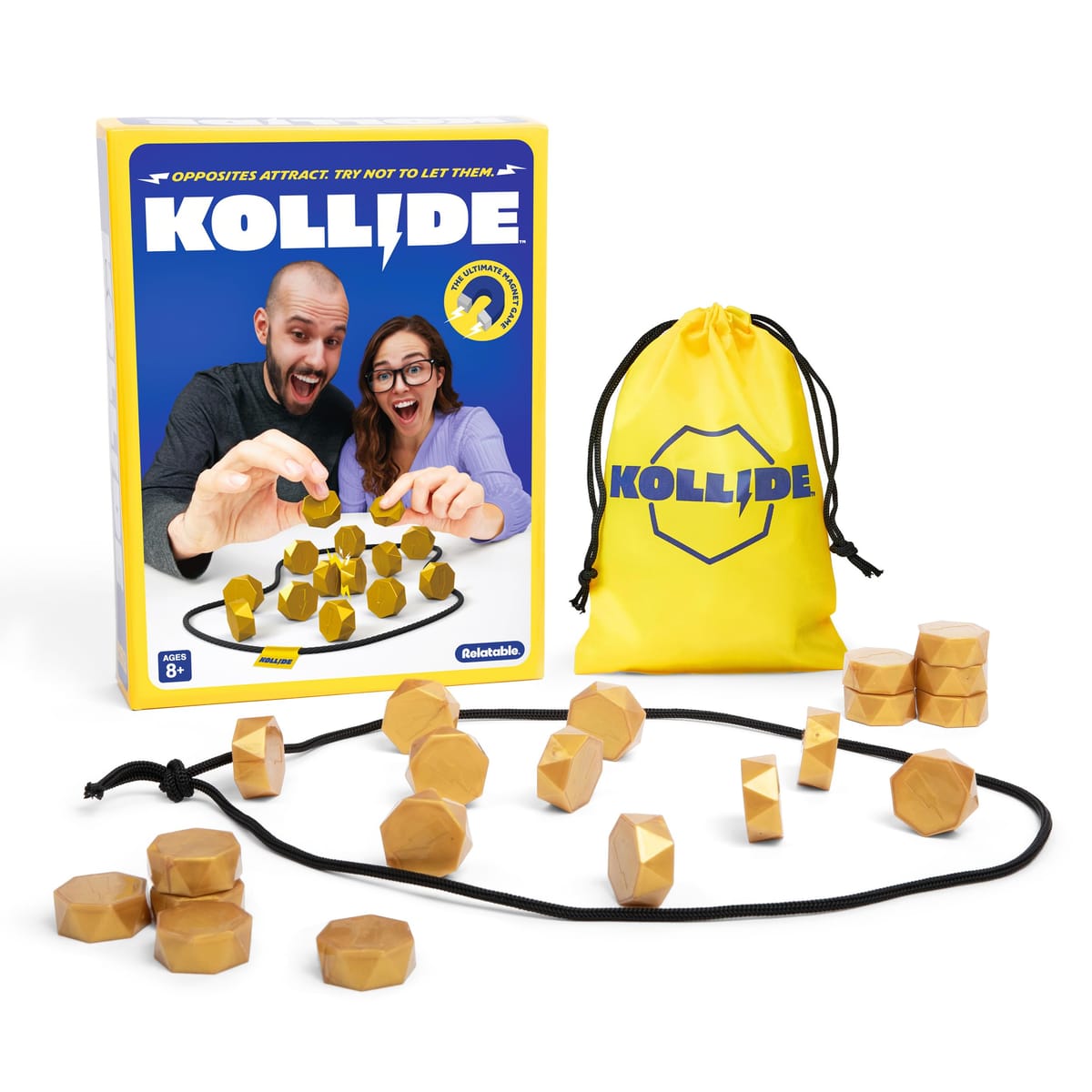 Collide by Relatable、エキサイティングな磁気ゲーム ファミリーゲームナイト用 子供向けのとても楽しいゲーム ロープ1本、マグネット20本、説明書付き
