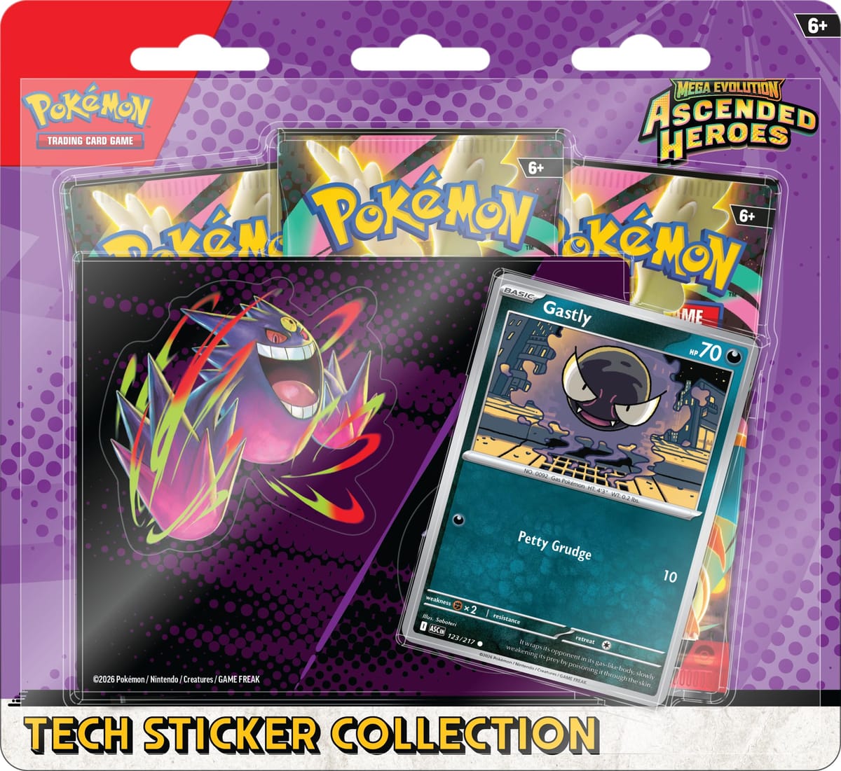 ポケモンTCG:メガエボリューション - アセンデッドヒーローズテックステッカーコレクション - 屁っ放りトリー(フォイルプロモーションカード1枚\u0026ブースター容器に並べる3枚)