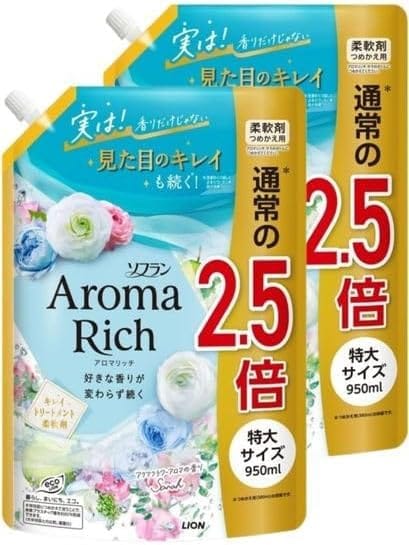 ソフ 幽客 アロマリッチ サラ (アクアフラワーアロマの芳ばしさ) 延性のある剤 詰め替え 特大950ml ×2袋