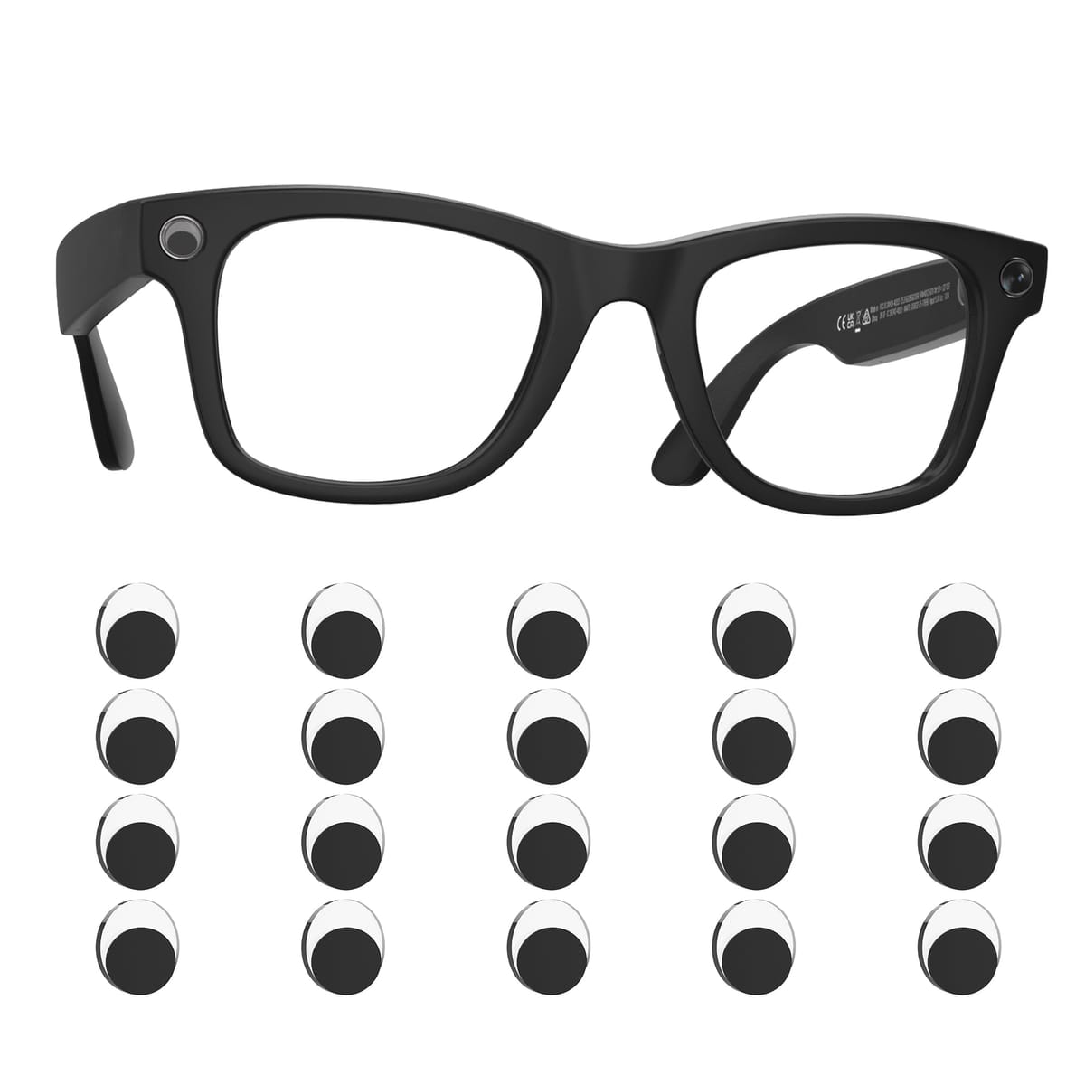 BonFook HiBloks LEDブロッカー20個 Ray Ban Meta Wayfarer/Skyler/Headliner(第1世代&2世代)対応 Oakley HSTN スマートグラスアクセサリー LEDライトブロックステッカー 楕円形 貼り