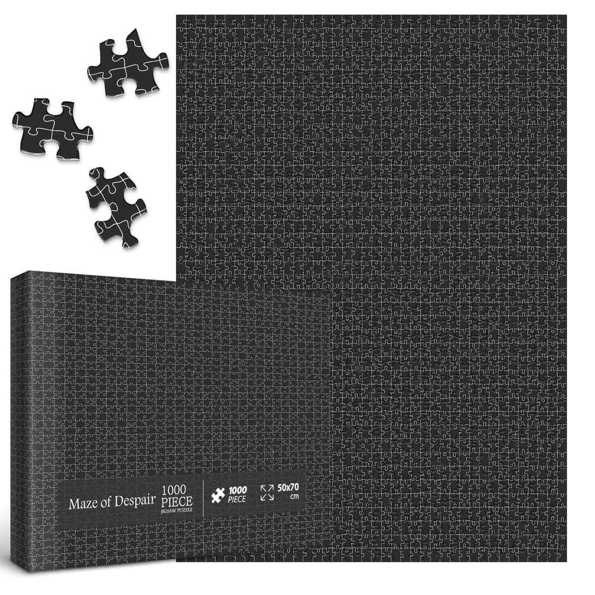 インポッシブルミスティック迷路パズル 大人用 1000ピース 難しい白黒ジグソーパズル ハードチャレンジングクレイジーラインパズル