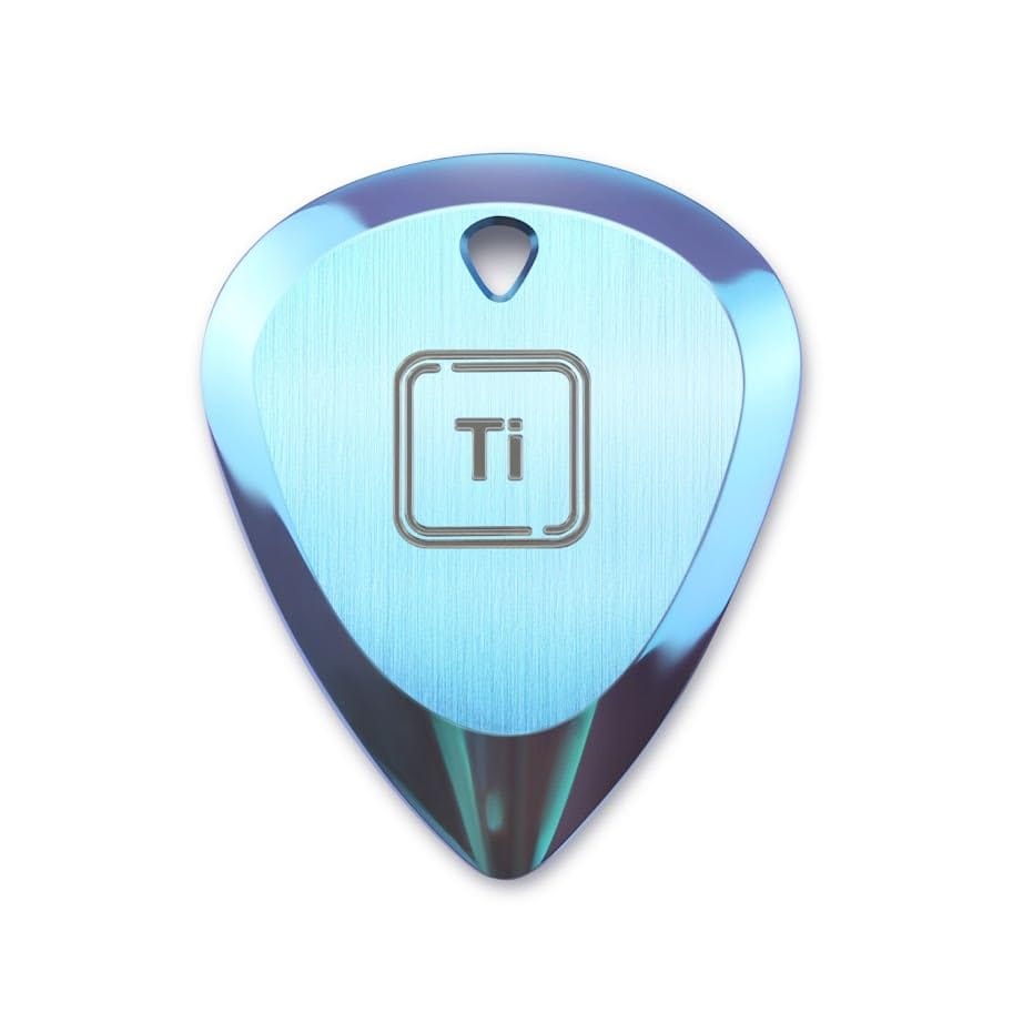 Ti-Geek プレミアムチタンギターピック | Neptunnus ブルー&メタリックシルバーカラー | メタリカのギタリスト、ベース、エレキギターに最適 | リストバンド&滑り止めグリップ | 厚さ2.8mm 生涯耐久性