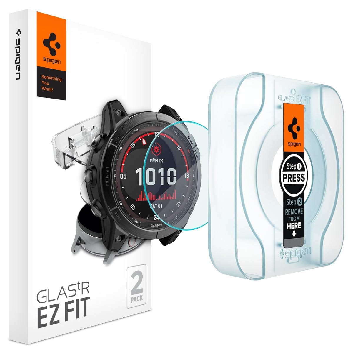 Spigen 強化ガラススクリーンプロテクター [GlasTR EZ FIT] Garmin Fenix 8、8 Pro/Fenix 7Xシリーズ/Epix Pro (51mm)用にデザインされています - 2枚パック