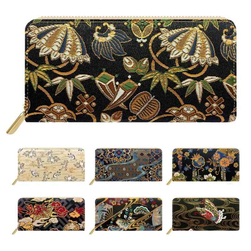 [leo&aoi] 長財布 西陣織 ラウンド型 財布 ラウンドファスナー ウォレット ロングウォレット カード収納 小銭入れ 金襴 月影