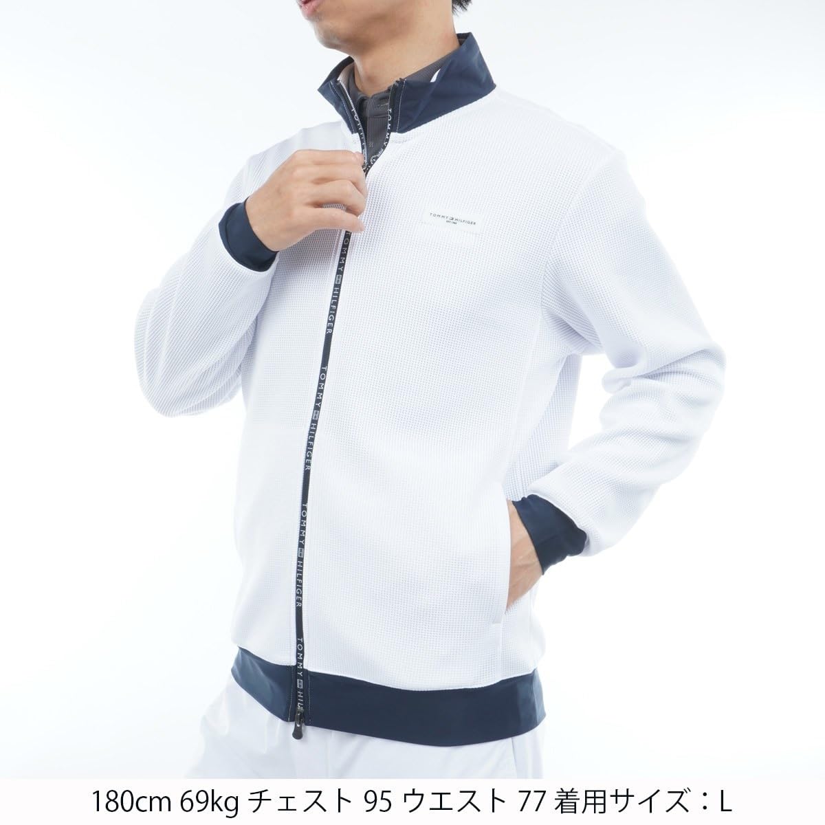 TOMMY HILFIGER GOLF(トミー ヒルフィガー ゴルフ) メンズゴルフウェア スウェットジャケット ホワイト 3Lサイズ ホワイト THMA552｜つかさストア