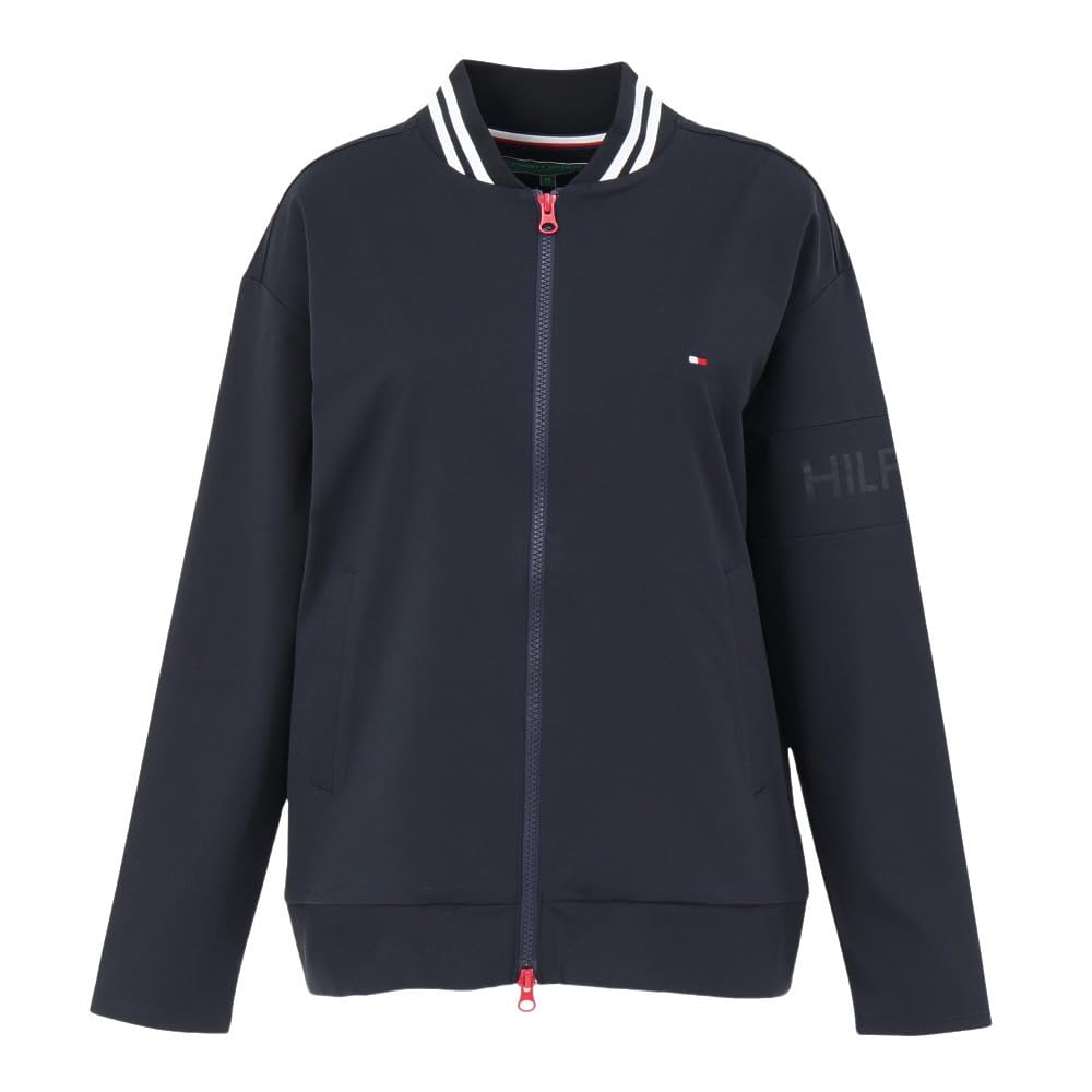 [トミー ゴルフ] フリースジャケット TOMMY HILFIGER GOLF(トミー ヒルフィガー ゴルフ) レディースゴルフウェア 袖エンボスロゴ スウェットジャケット ネイビー Lサイズ THLA558 L｜つかさストア