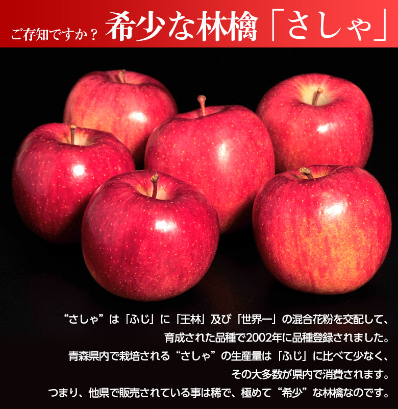 楽天市場 りんご 林檎 リンゴ 青森県産 希少な林檎 さしゃ 約3kg 5 9玉 特a品 常温 贈答 ギフ ト贈り物 送料無料 豊洲からの直送便