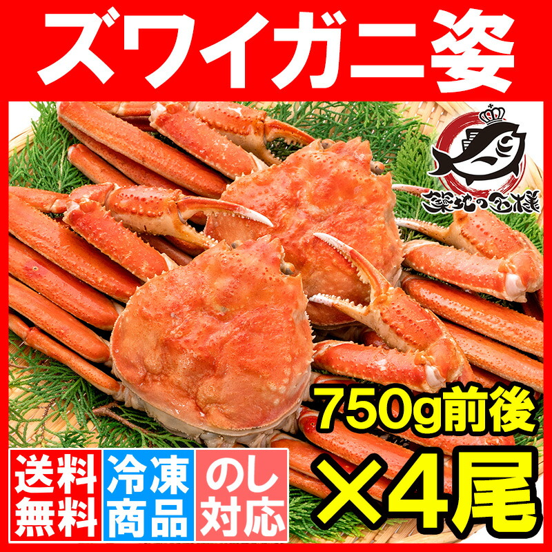 市場 送料無料 ズワイ蟹 本ズワイガニ 解凍するだけでＯＫ 750g前後×4尾 冷凍ゆでがに ズワイガニ ボイル冷凍