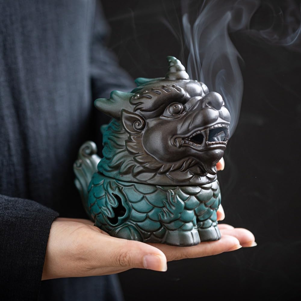 浮彫方香炉 透かし彫り四大神獣炉 獣蓋三体炉 浄化炉 香具 装飾品 工芸品 置物 浮彫方香炉 透かし彫り四大神獣炉 獣蓋三体炉 浄化炉
