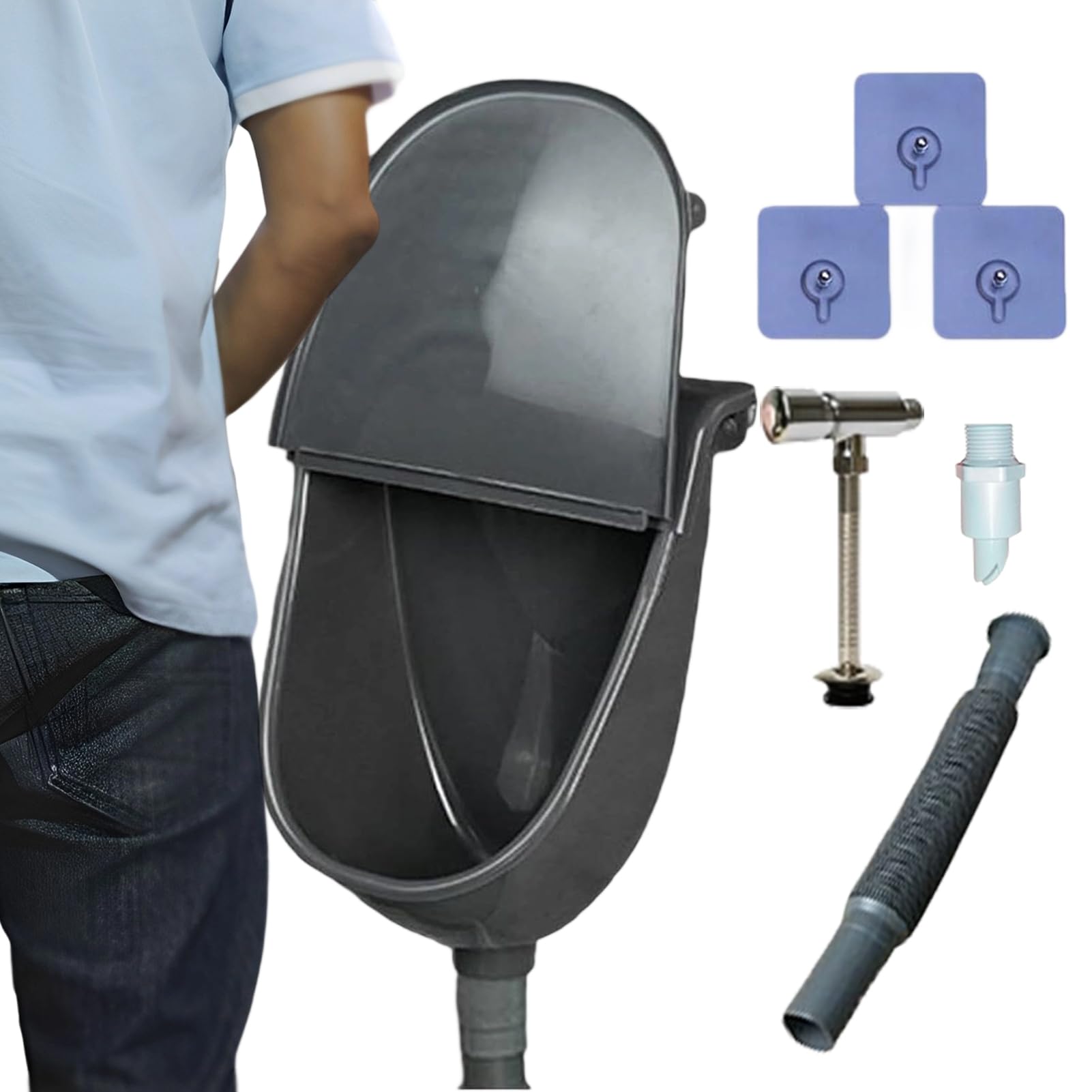 屋外の小便器 - アンチオックス蓋付きの水なしの壁のトイレ、尿の娯楽|キャンピングカーシェルターパブリックシェルターサイトハウスガーデンサルのコンパクト衛生小便器小便器約28.5x18x38.5cm / 11.22x7.09x15.16インチ
