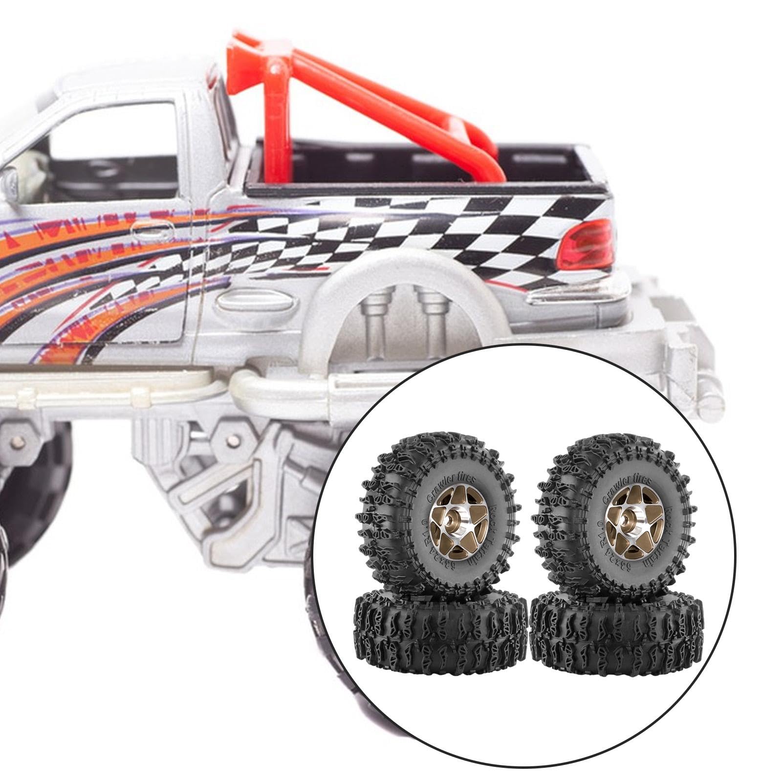 4 個 1/18 1/24 RC タイヤアップグレード、耐摩耗性、ホイールタイヤセット、SCX24 Fcx24 用ラリータイヤ 車 DIY アクセサリー, 赤