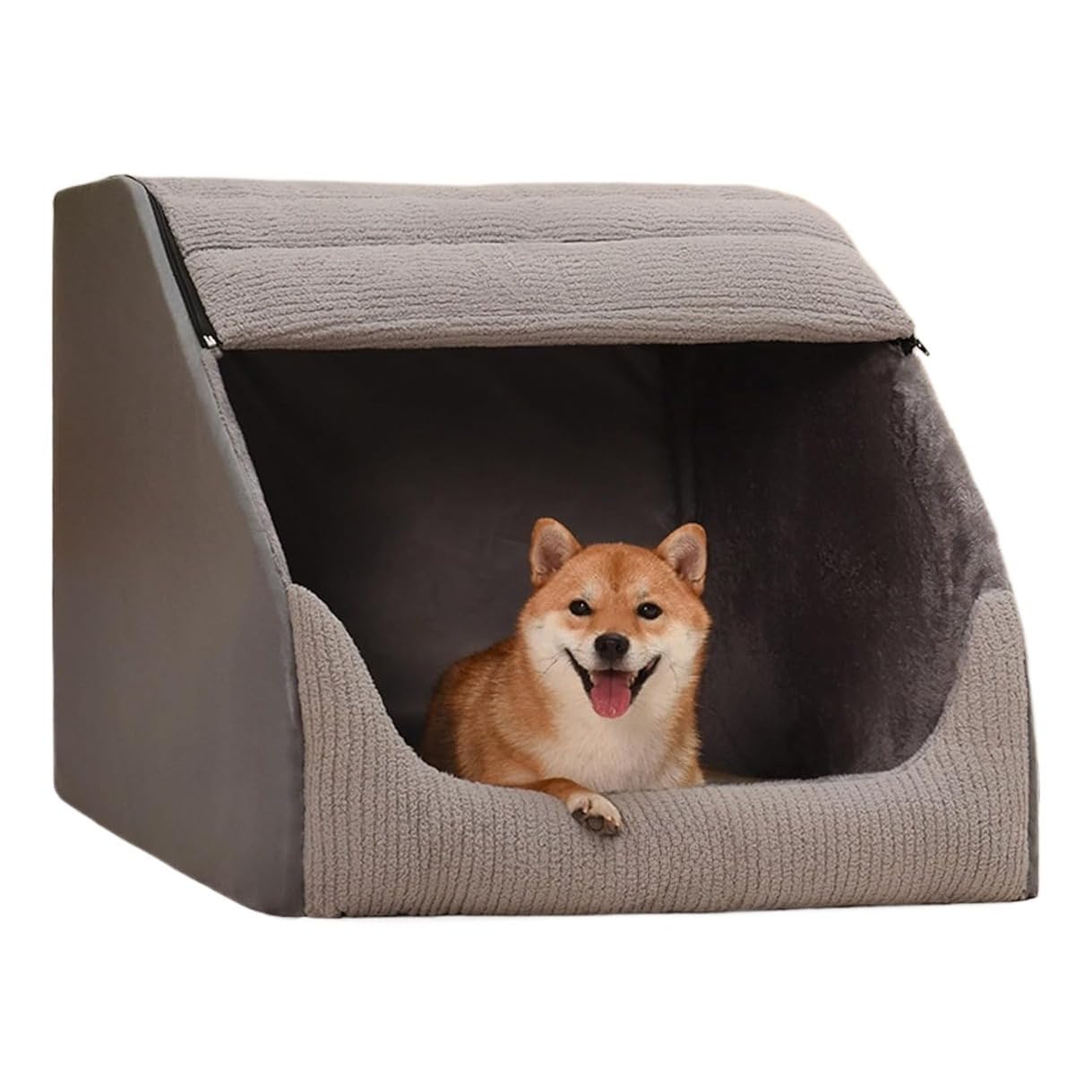 ペットハウス ドーム型 中型犬 暖かい 滑り止め 折りたたみ 取り外し可能 ペットはうす ドーム 冬 犬 夏用 通年 寒さ対策 おしゃれ ドーム型ベッド 犬 特大 かわいい 可愛い 室内用 丈夫 (L,グレー)