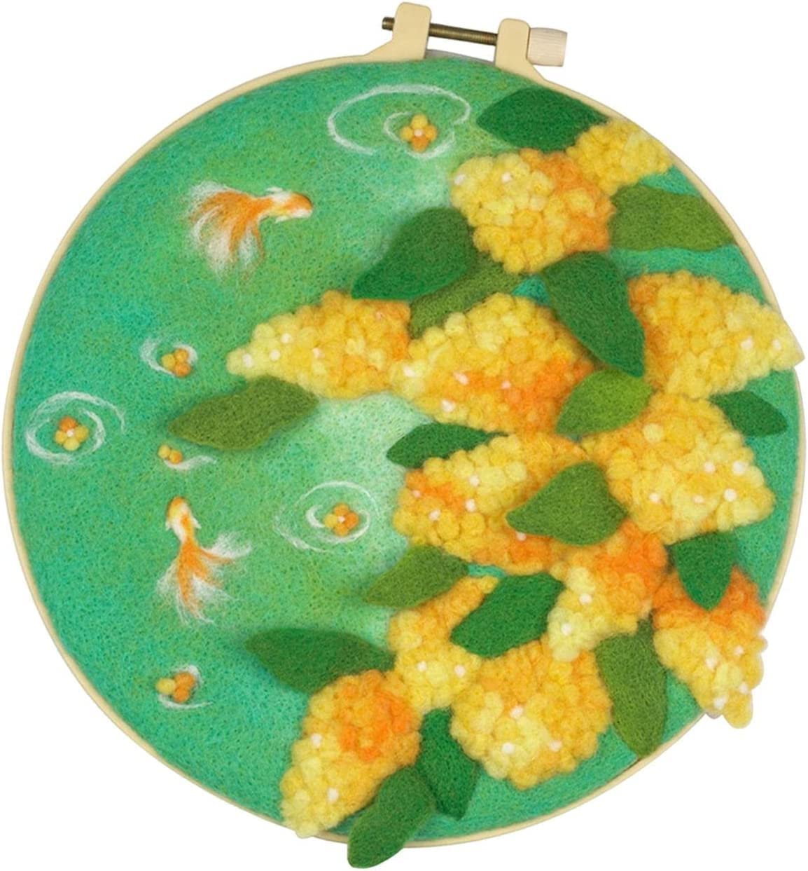 殴り付ける針刺しゅうクランク一揃いの道具 書き込みフープ付き添い人 花と金魚柄 ハンドメイドクラフト備品 糸付き添い人 成年者のクロスステッチアクセサリー