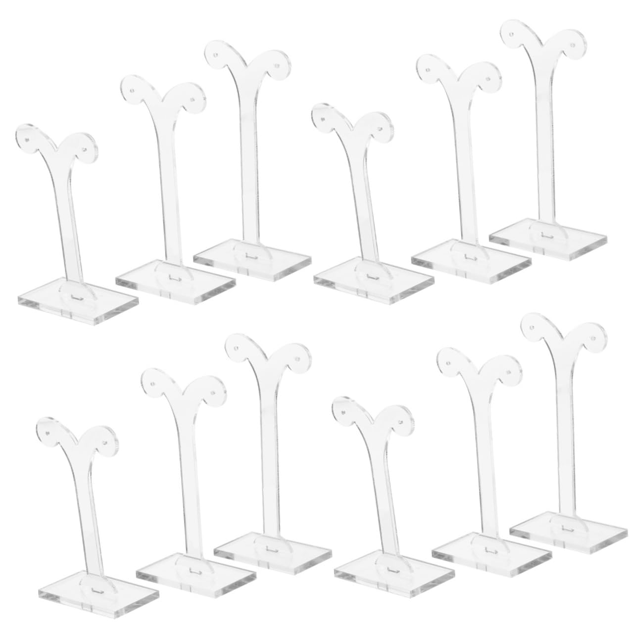 ピアススタンド 12個セット アクリル製 イヤリング ディスプレイ スタンド T字 スプラウト型 アクセサリー 収納 ラック 卓上 展示 店舗什器 自宅 カウンター 整理 小物 ホルダー 透明 クリア シンプル モダン インテリア｜月影屋