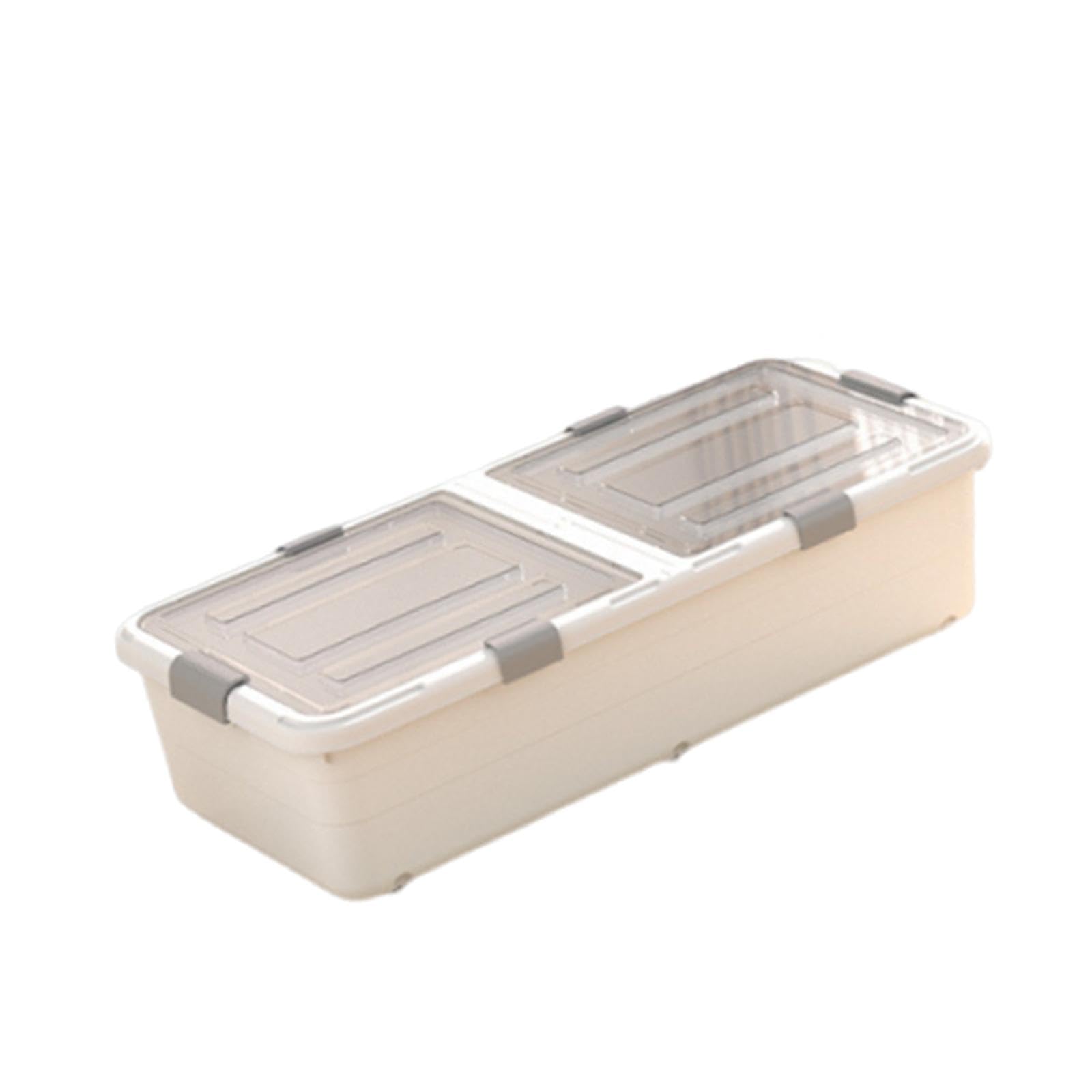 ベッド下収納ボックス 収納ケース キャスター付き フタ付き 2分割蓋 薄型 プラスチック 隙間収納 衣類収納 衣装ケース 大容量 クローゼット 整理整頓 半透明 省スペース 押入れ 収納BOX|月影屋