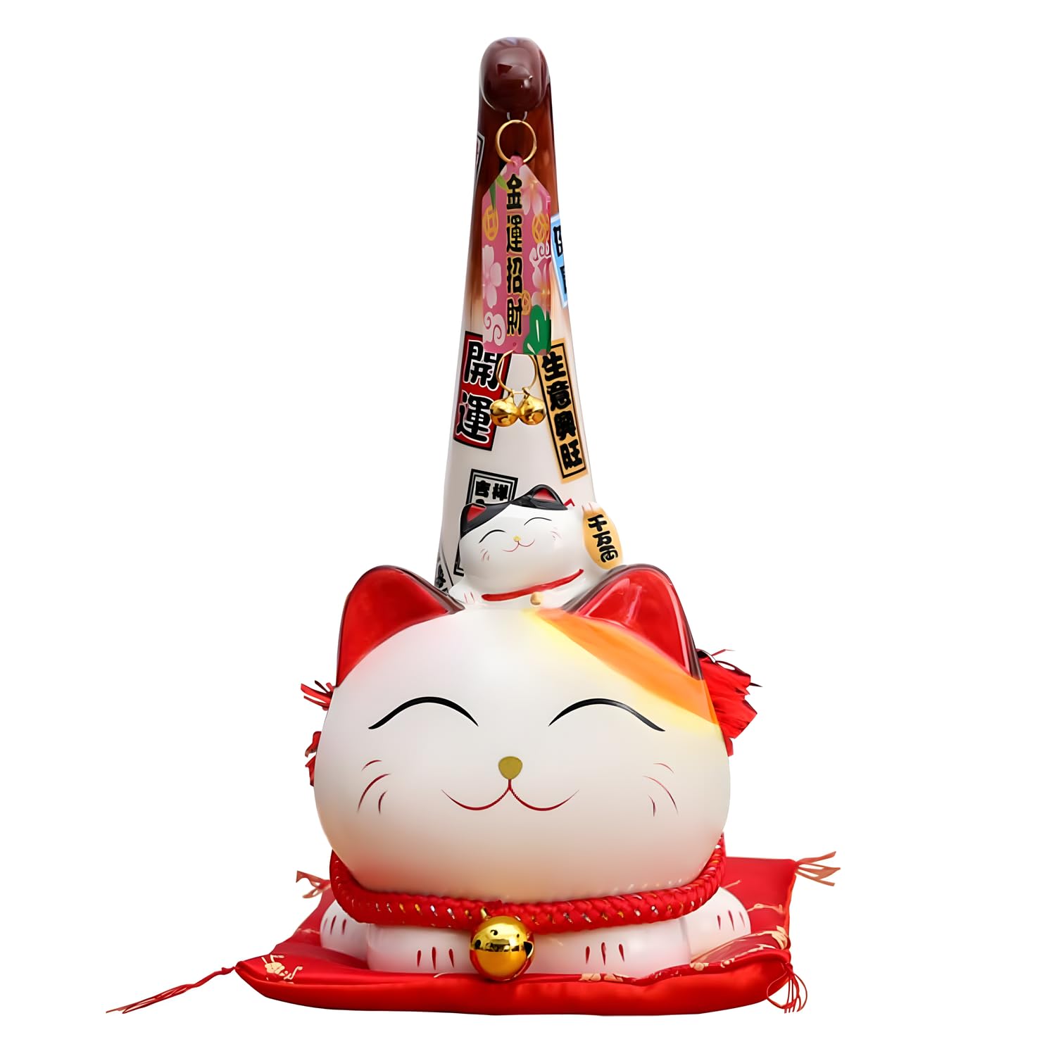 招き猫 積み立てる箱 瀬戸もの まねきねこ 飾りつけ 風水 縁起物 開運 御引き立て流行る 千客万来 招福 室内装飾 和風 猫 雑貨 小物 飾りもの 祝い事 差し上げ物 差し上げ物 九鼎大呂 (約 幅19.5cm×奥ふかさ10cm×高さ24.4糎)