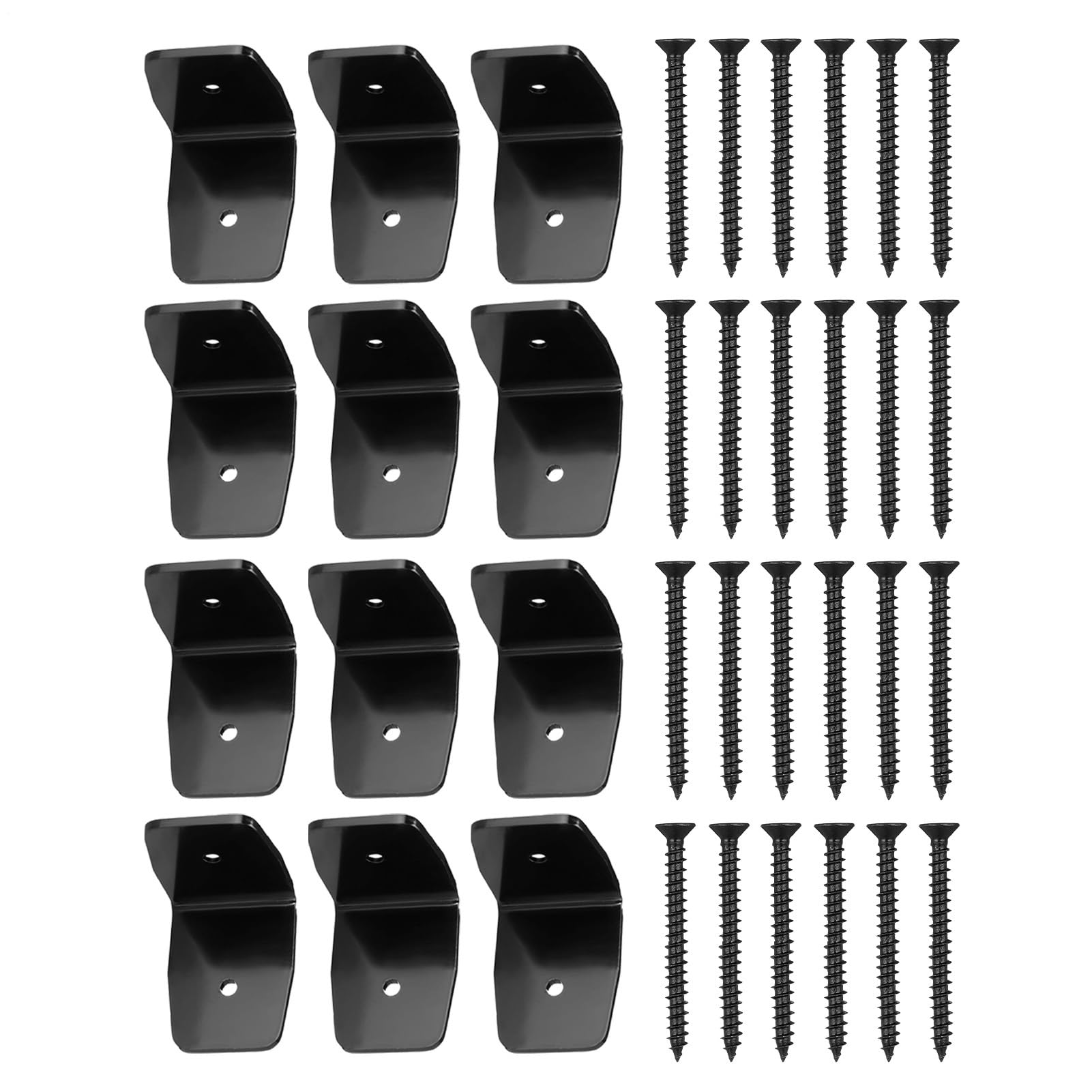 ラフターブラケット 12個セット 黒 垂木止め 金具 パーゴラ DIY 接合金具 屋根 補強 梁ハンガー フェンス ガゼボ 鉄製 粉体塗装 耐久性 屋外 連結金具 ガーデニング 木工 構造用 設置用 ねじ付き ブラック｜月影屋