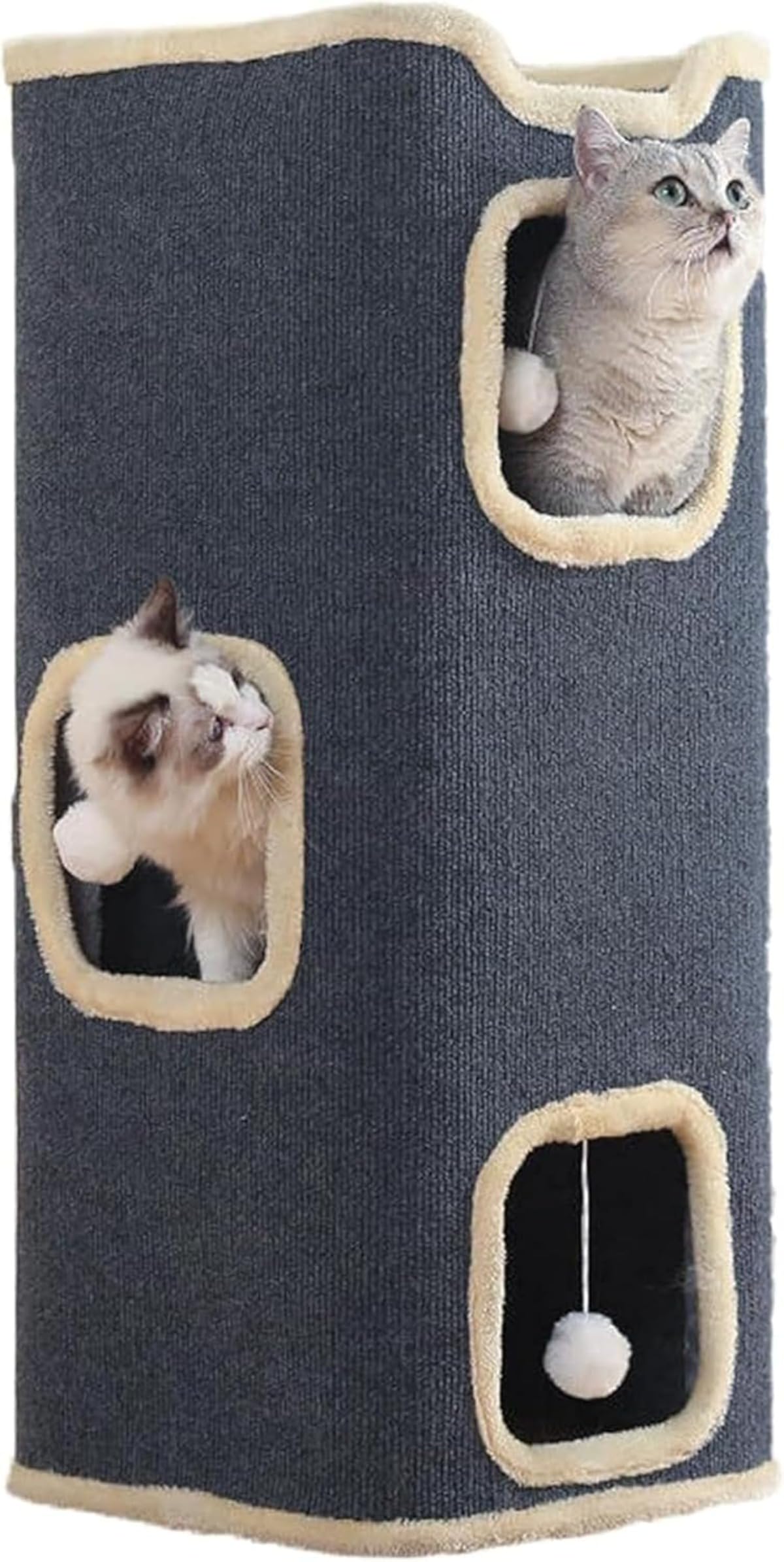 キャットハウス 多層構造 キャットハウス タワー 円筒 猫タワー 多機能 多頭飼い 猫 マンション 折りたたみ式 猫 ちぐら 猫 ハウス 室内 猫 寝床 猫ベッド 爪研ぎ サイザル麻 ペットハウス 単｜月影屋