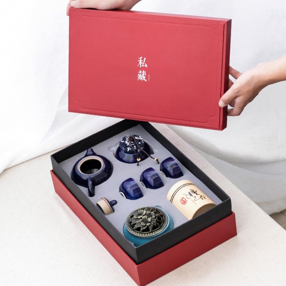 お茶セット ティーカップ ティーポット セット お茶道具 おしゃれ 急須セット ギフトセット シン急須 湯呑み セット茶器揃 陶磁茶具セット 茶器陶器のカンフーティーセット (ブルー)｜月影屋 10,296円