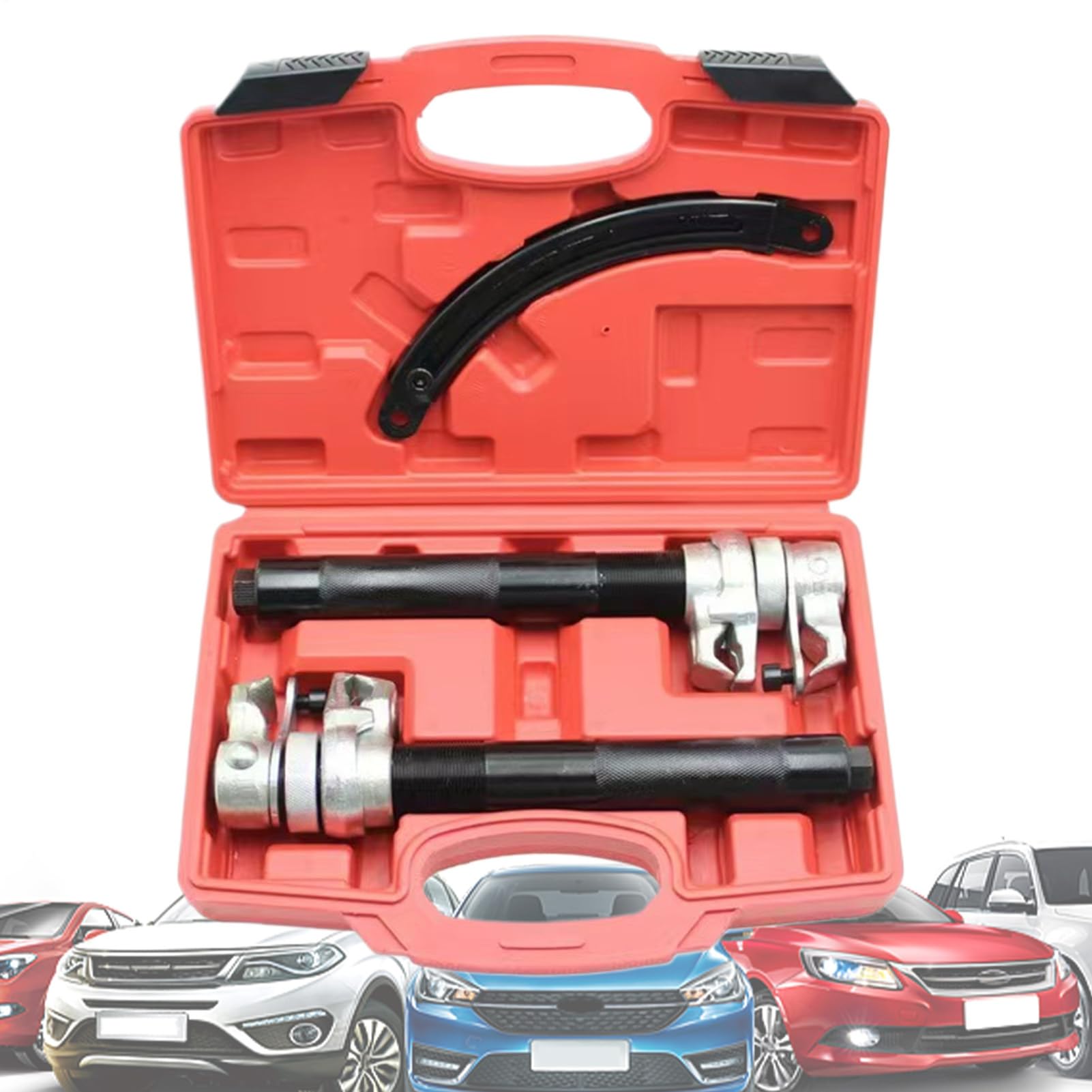 カー用スプリングコンプレッサーツール - ストラット脱着ツールセット - 安全ロック付きショックアブソーバー修理ガジェット ステアリング部品分解用 自動車整備工具｜月影屋