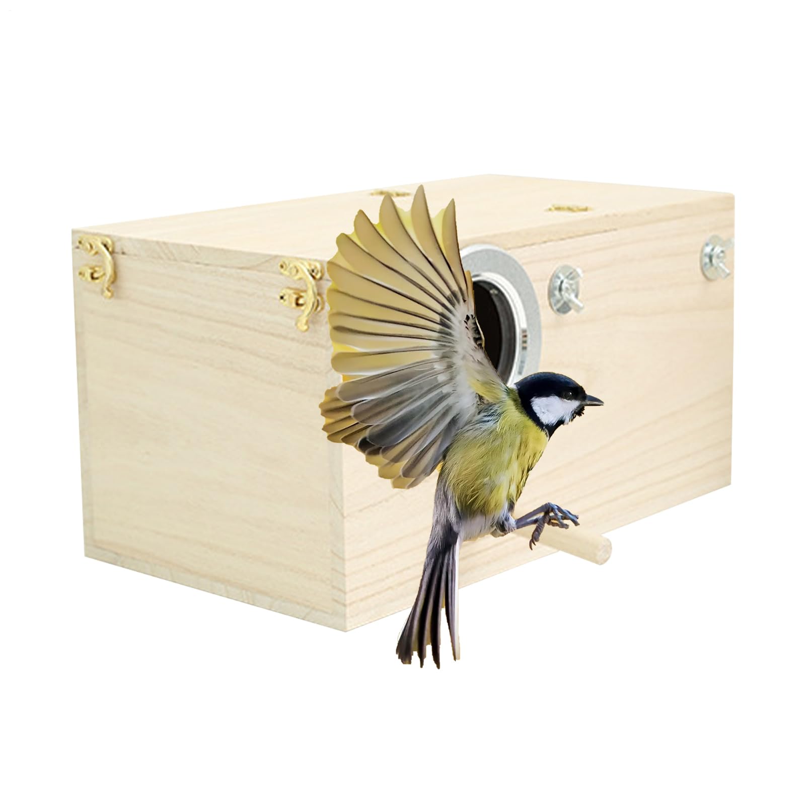 セキセイインコ 巣箱 - 木製 通気性 保温ハウス | 木製 バードハウス セキセイインコ 巣箱,ラブバード オカメインコ コニュア オウム スズメ 用 屋内 屋外 ケージ設置｜月影屋
