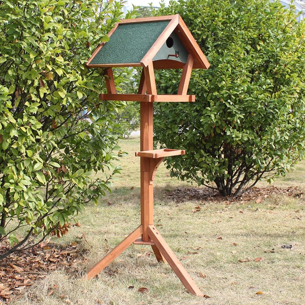 ィーダー 鳥の餌箱 バードフィーダー 屋外 野鳥 鳥 餌入れ 組み立てること容易な屋根および送り装置の皿が付いている外のための木の鳥の送り装置の棒のハンガー 鳥の餌台 野鳥 (001)｜月影屋