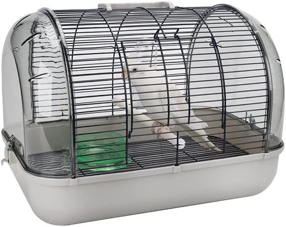 鳥 キャリーケージ 鳥かご お散歩ケージ お出かけ バードキャリア 鳥の巣 外出 小動物用 持ち運び 持ち手付き 旅行 通院 移動 防災 止まり木付き 通気 透明 インコ オウム 組み立て式 鳥小屋 巣箱 バードハウス ペットバッグ 屋外 屋内 (サイズ 32*21*22,グレー)|月影屋
