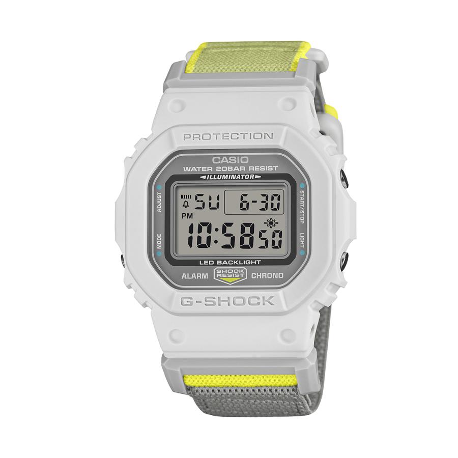 国内置き目品 G-SHOCK NEW CLOTH BANDつづき物 DW-5600MNC-7A8JF 白 白いこと ジーショック CASIO カシオ デジタル 水晶 乾電池式 20空圧雨合羽 四角い 差し交わすダンス楽隊 ラッピングサービス メンズ腕時計-腕時計