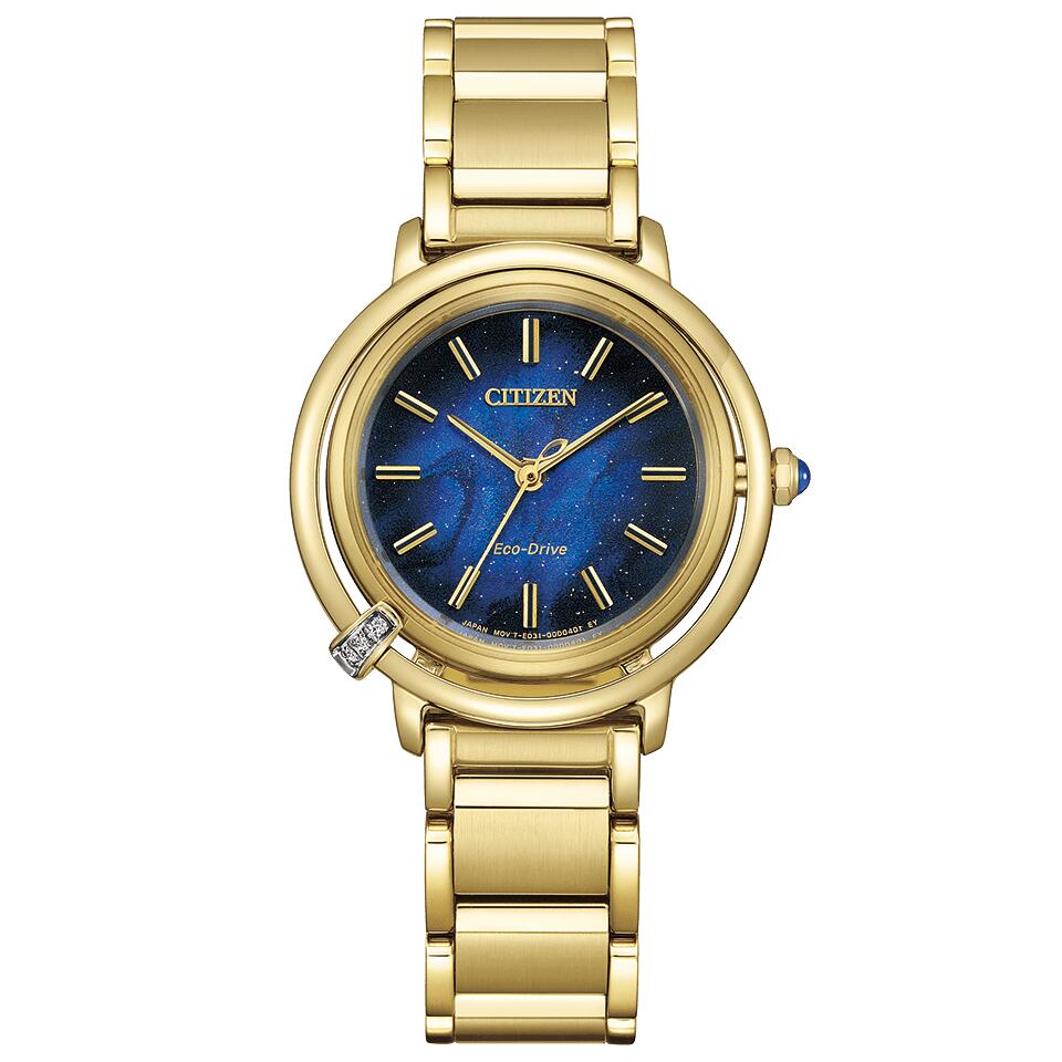 国内置き目品 現実制限事項2,000本 シチズン citizen L エル ARCLY Collection EM1099-57L エコ運転 ソーラー 金剛石付 青色文字記号盤 黄色ゴールド色 最長5年引き受ける ダンス楽隊合わせるお持て成し ラッピング無料 貨物輸送無料