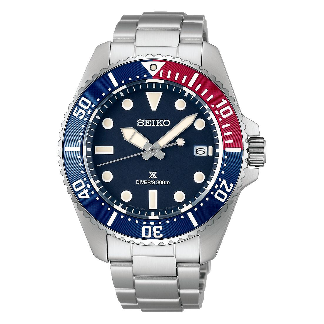 国内置き目品 SEIKO PROSPEX プロスペックス ソーラーダイバーズ SBDJ061 青色 青 ペプシベゼル セイコー 200ｍ水没用雨合羽 ソーラー 逢い引き役立つこと ステンレスクサリ ダンス楽隊合わせるお持て成し