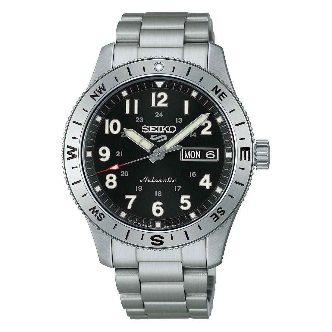 国内置き目品 セイコー５運動競技 Field series HDB006J SEIKO デイデイト 逢い引き曜日 10空圧雨合羽 黒文字盤 黒いこと 機械的 飾り気の無い針路計 ステンレス鋼 ラッピング無料 ダンス楽隊合わせるお持て成し 貨物輸送無料