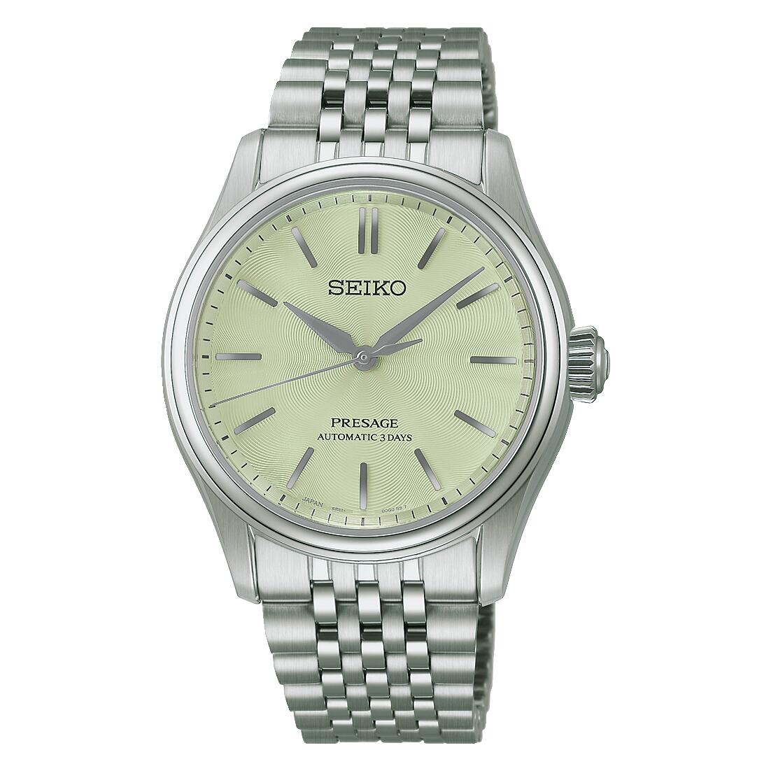 国内正規品　プレザージュ　クラッシックシリーズHCC002J　セイコー　SEIKO　自動巻　メカニカル　38mmケース　若竹色　ライトグリーン文字板　72時間パワーリザーブ　ノンデイト 10気圧防水　バンド調整サービス　ラッピングサービス｜ツキウ時計店